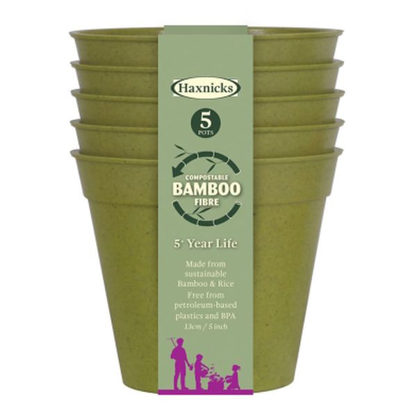 5" Bamboo Pot (5pk) Sage Green