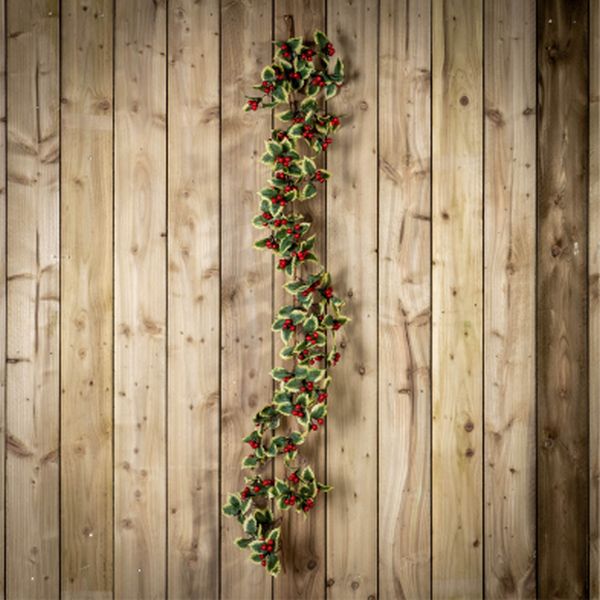 5ft/1.5m Holly & Berry Garland Variegated