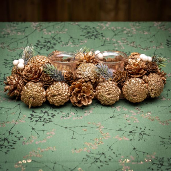Tealight Holder with Glass Pinecone - gold