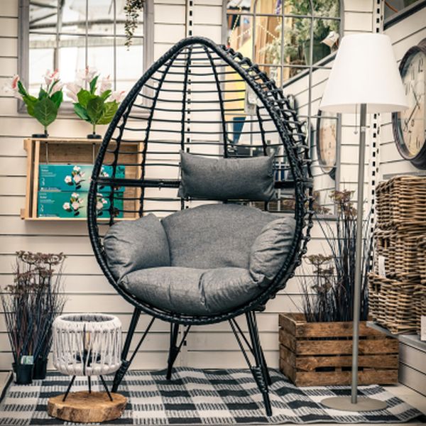 Evora Single Standing Egg Chair - Black