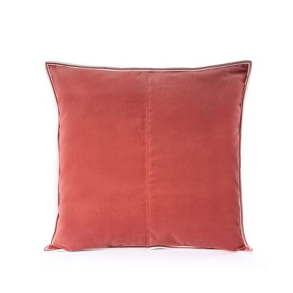 Persimmon Striped Edge Velvet Cushion