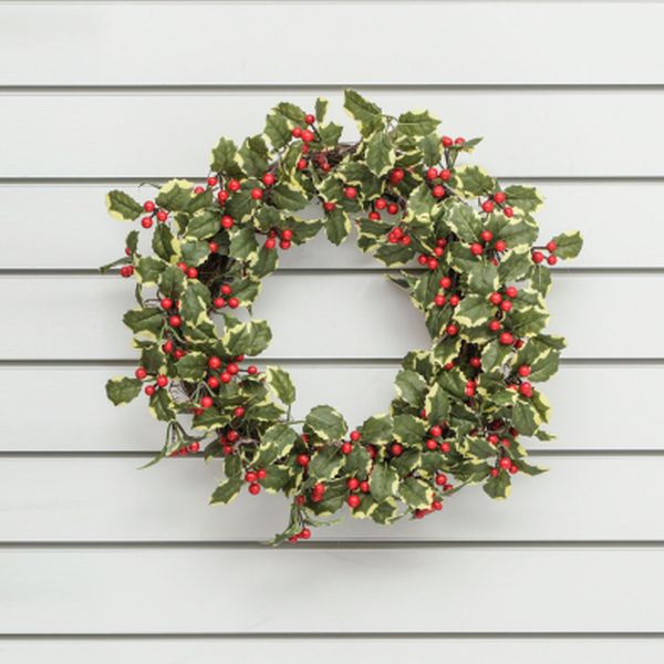 24in/60cm Variegated Holly & Berry Wreath