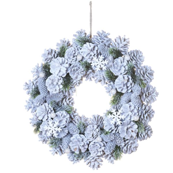 14in/35cm Pearl Pinecone Wreath