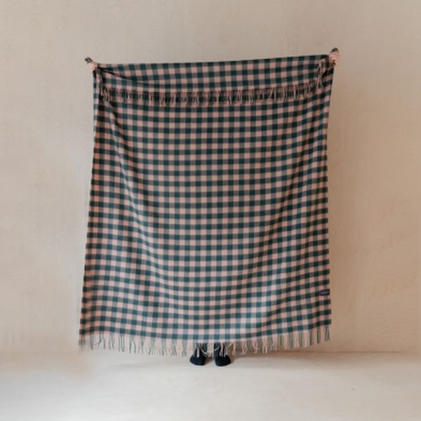 Forest & Pink Gingham Lambswool Blanket