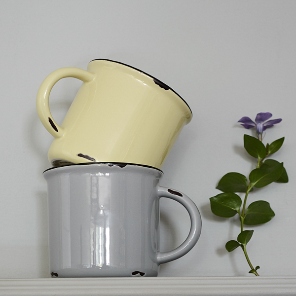 Light Grey Tinware Mugs