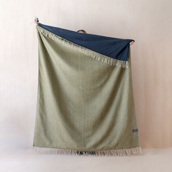 Olive Recycled Wool Waterproof Picnic Blanket