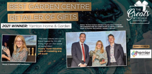 Magazine article featuring pictures of an award ceremony of Yarnton winning Gift Retailer 2021